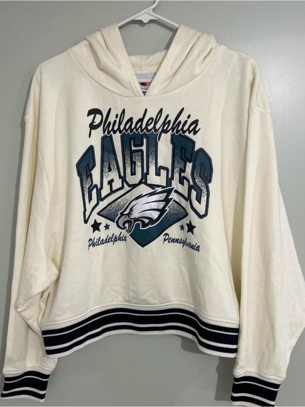 Philadelphia Eagles Cream Hoodie crop top Sweatshirt - Women's